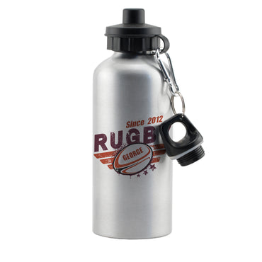 Personalised Rugby Silver Drinks Bottle