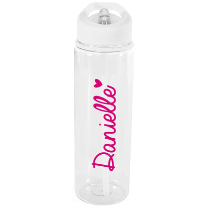 Personalised Pink Heart Name Only Water Bottle