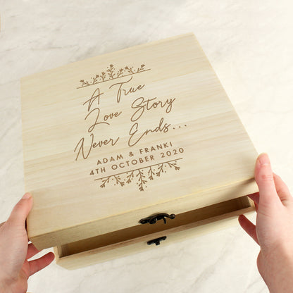 Personalised True Love Story Wooden Keepsake Box