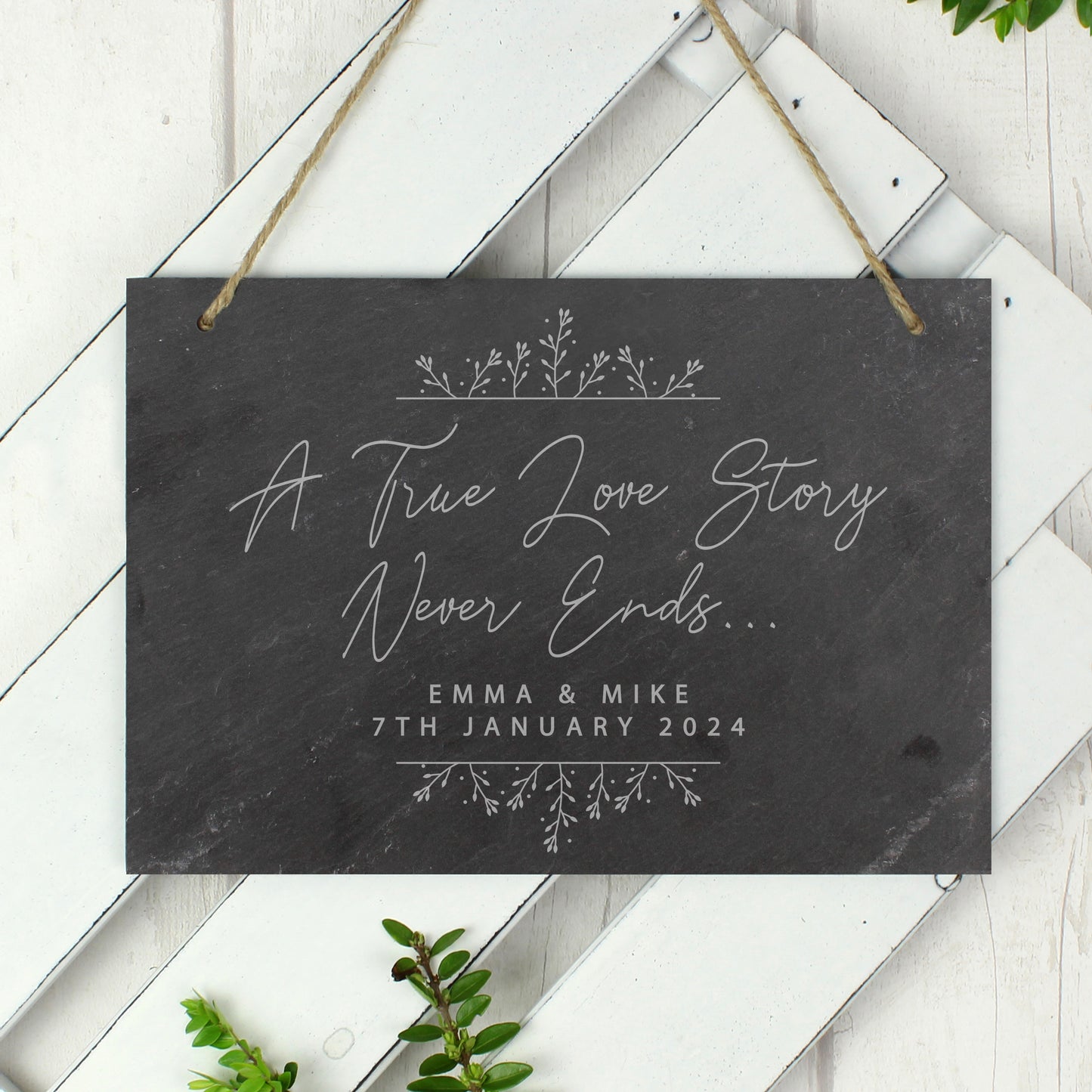 Personalised True Love Story Hanging Large Slate Sign