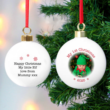 Personalised 1st Christmas Photo Upload Bauble