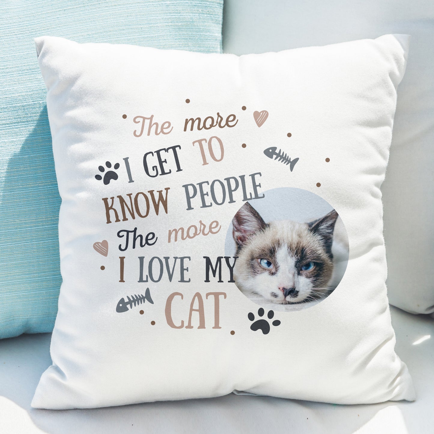 Personalised I Love My Cat Photo Upload Cushion