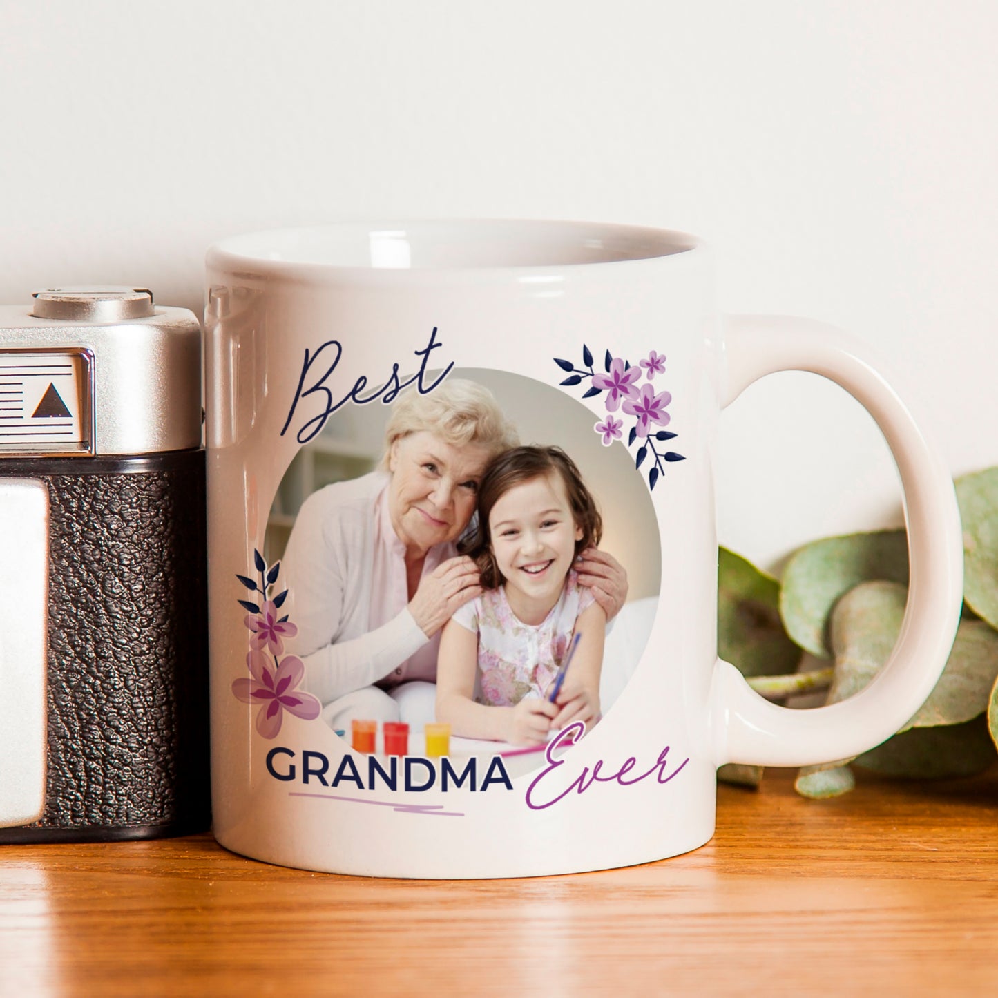 Personalised Floral Best Ever Photo Upload Mug