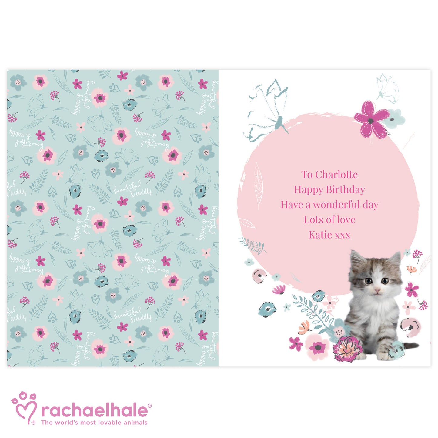 Personalised Rachael Hale Cute Kitten Card