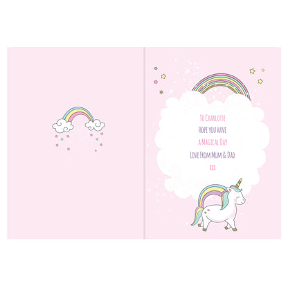 Personalised Baby Unicorn Birthday Age Card