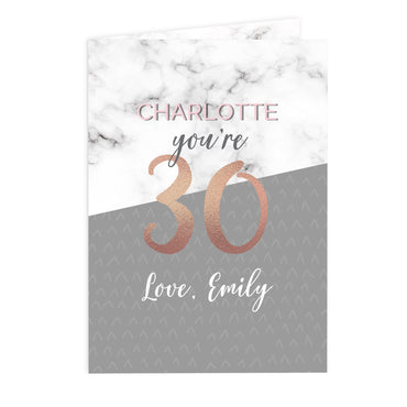 Personalised Marble and Rose Gold Birthday Card