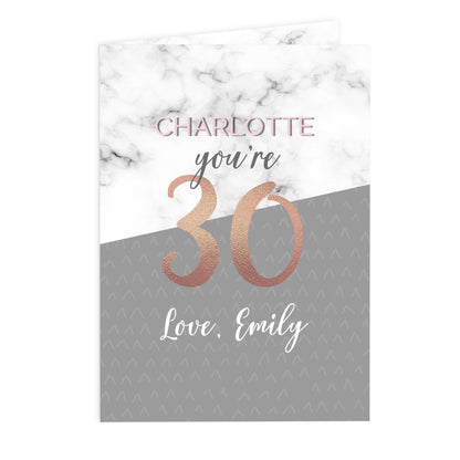 Personalised Marble and Rose Gold Birthday Card