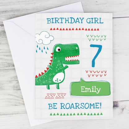 Personalised 'Be Roarsome' Dinosaur Card