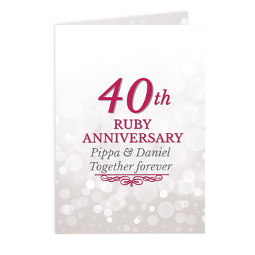 Personalised 40th Ruby Anniversary Card