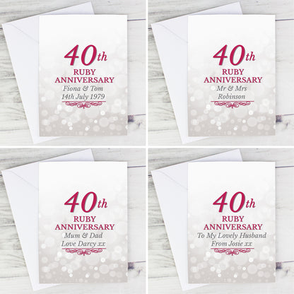 Personalised 40th Ruby Anniversary Card