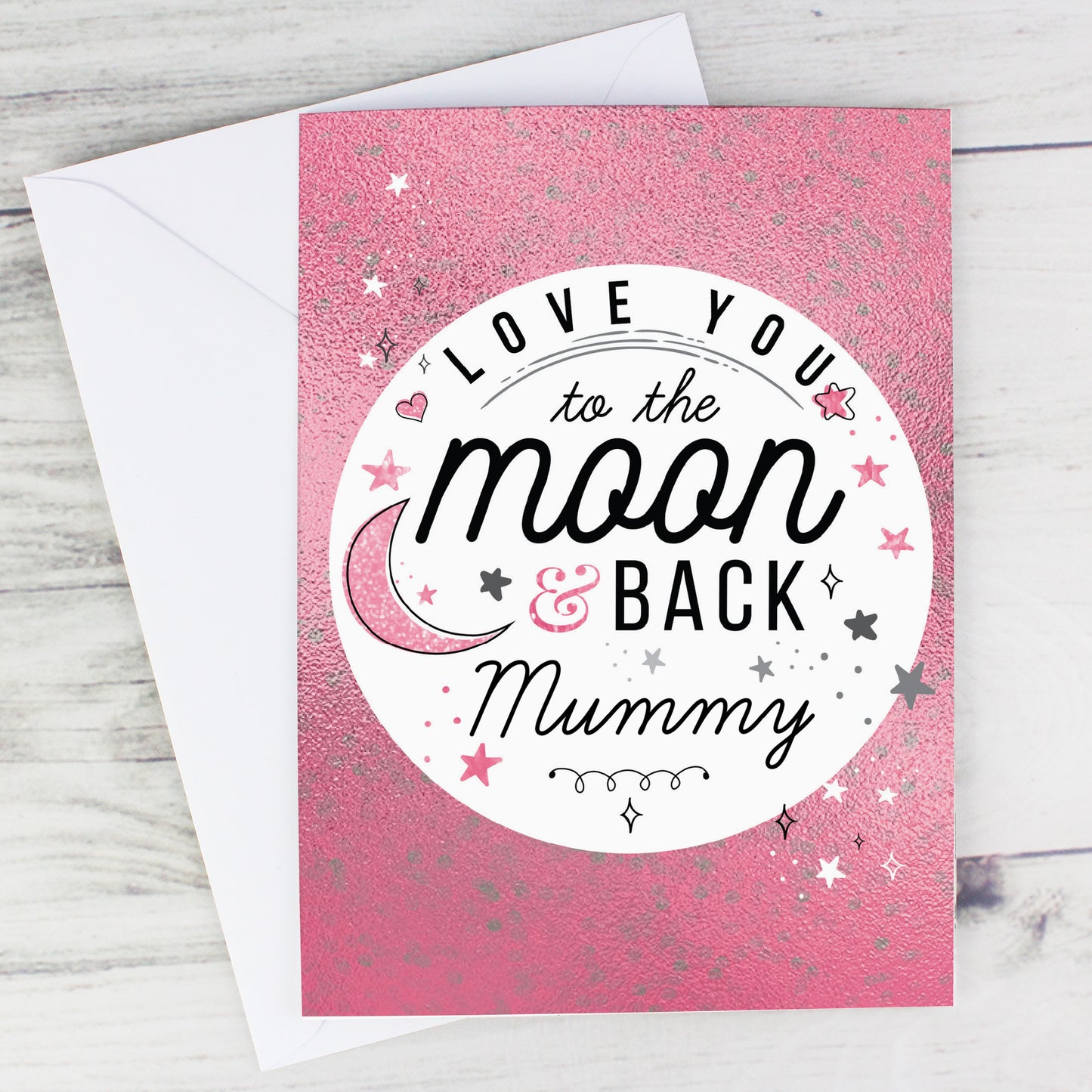 Personalised To The Moon & Back Pink Card