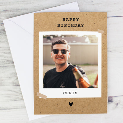 Personalised Rustic Polaroid Photo Upload Card