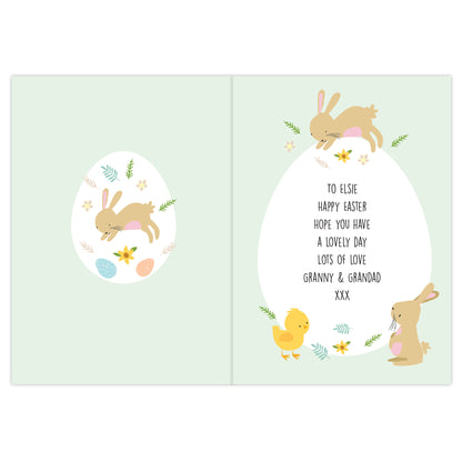 Personalised Easter Bunny & Chick Card