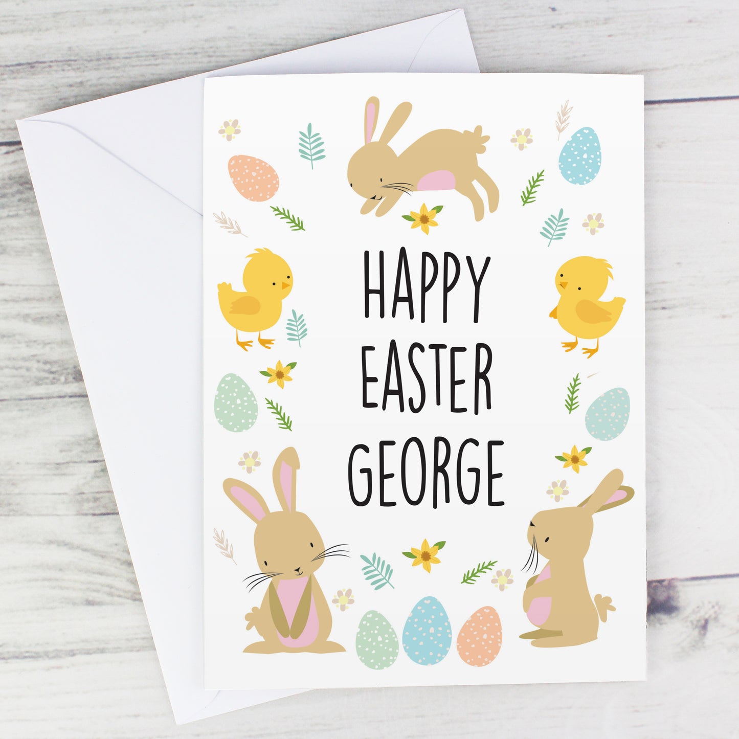 Personalised Easter Bunny & Chick Card