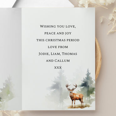 Personalised Watercolour Stag Greetings Card