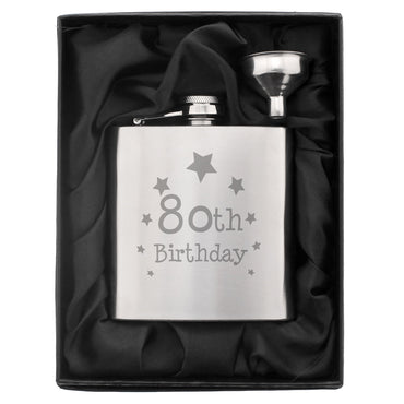 80th Birthday Hip Flask