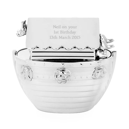 Personalised Silver Noahs Ark Money Box