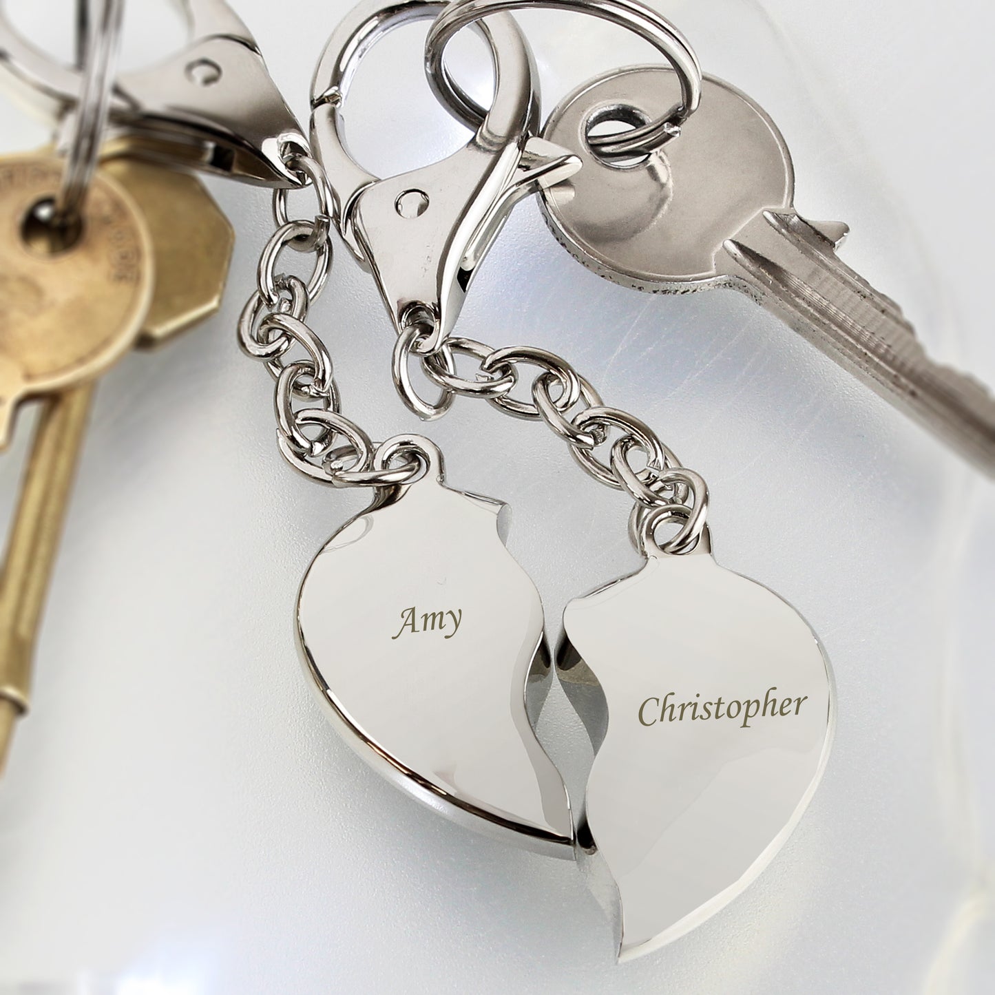 Personalised Two Hearts Keyring