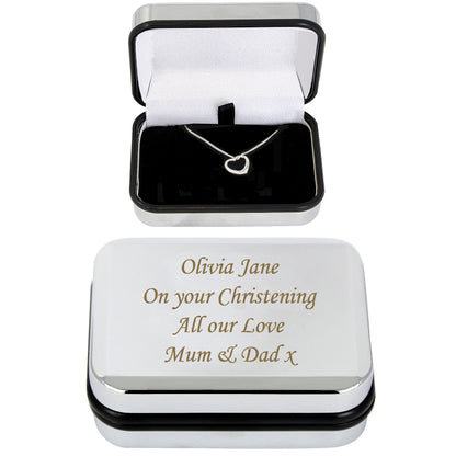 Personalised Box With Sterling Silver Heart Necklace