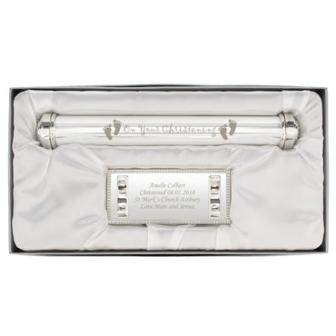 Personalised Christening Silver Plated Certificate Holder