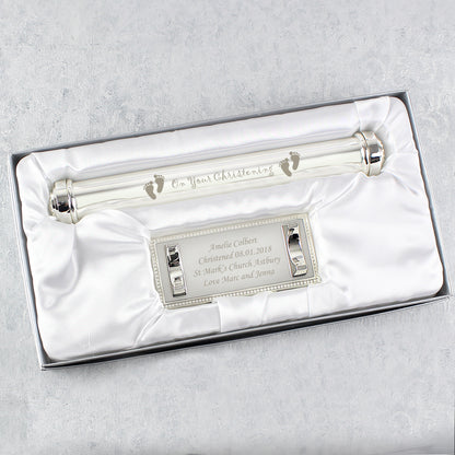 Personalised Christening Silver Plated Certificate Holder