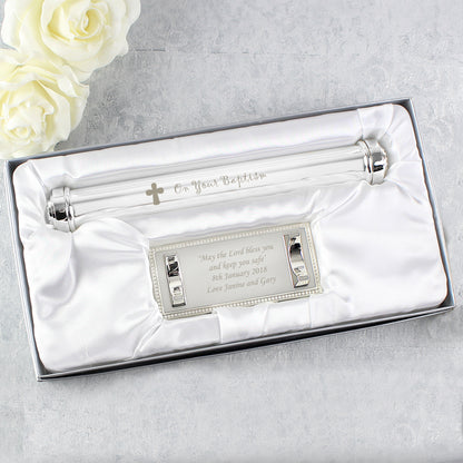 Personalised Baptism Silver Plated Certificate Holder