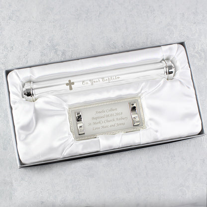 Personalised Baptism Silver Plated Certificate Holder