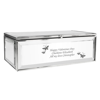 Personalised Butterflies Mirrored Jewellery Box