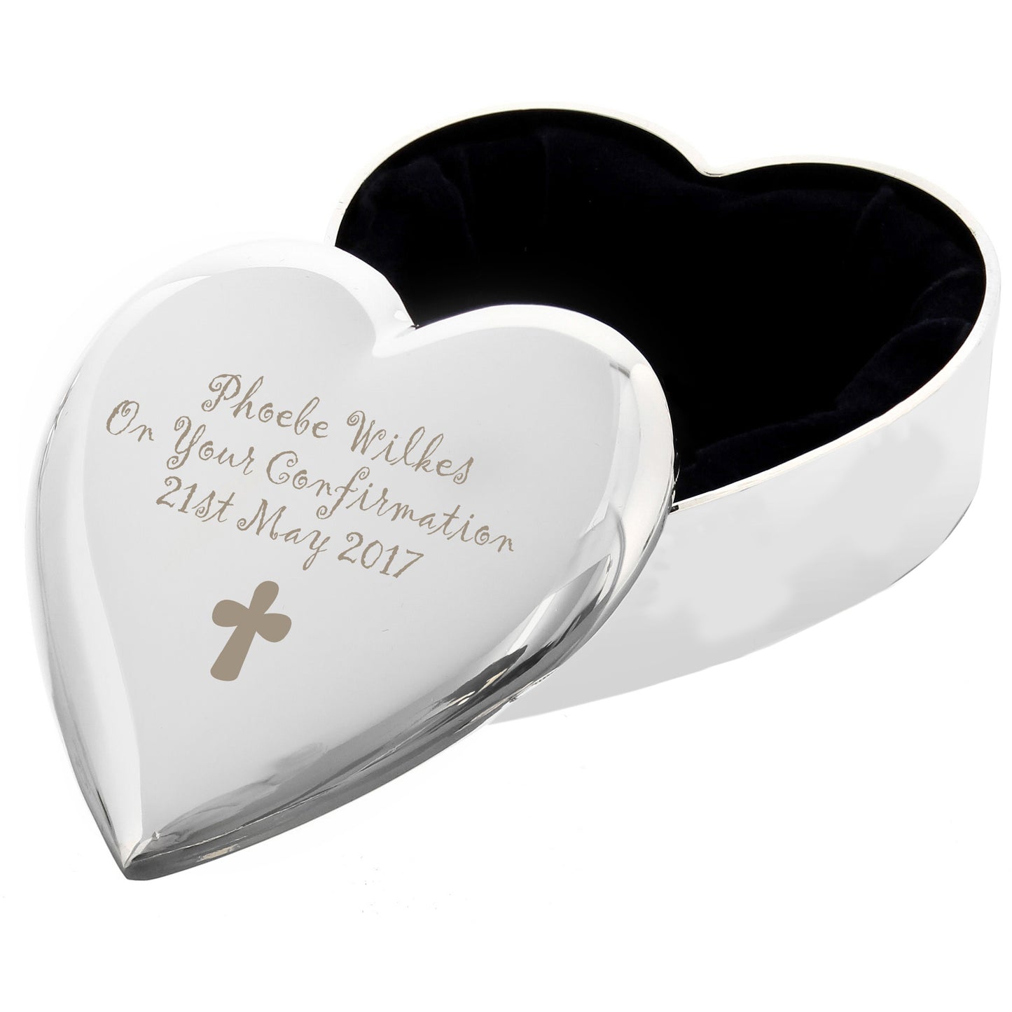 Personalised Cross Heart Trinket Box