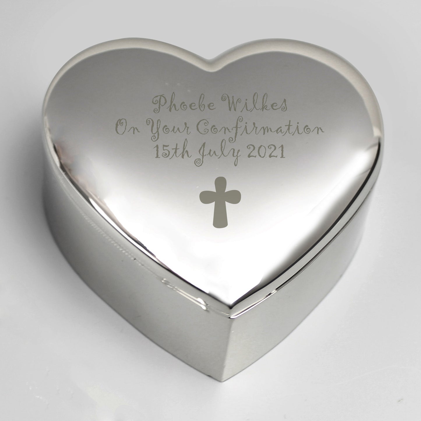 Personalised Cross Heart Trinket Box