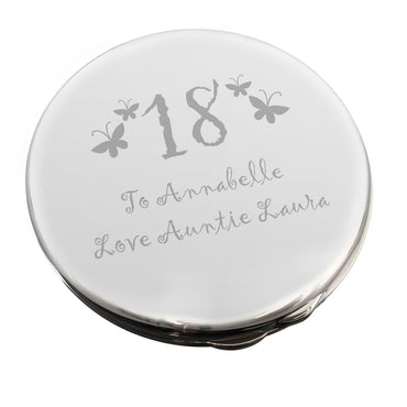 Personalised Butterfly Age Round Compact Mirror