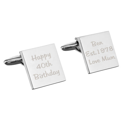 Personalised Any Message Square Cufflinks - 3 lines