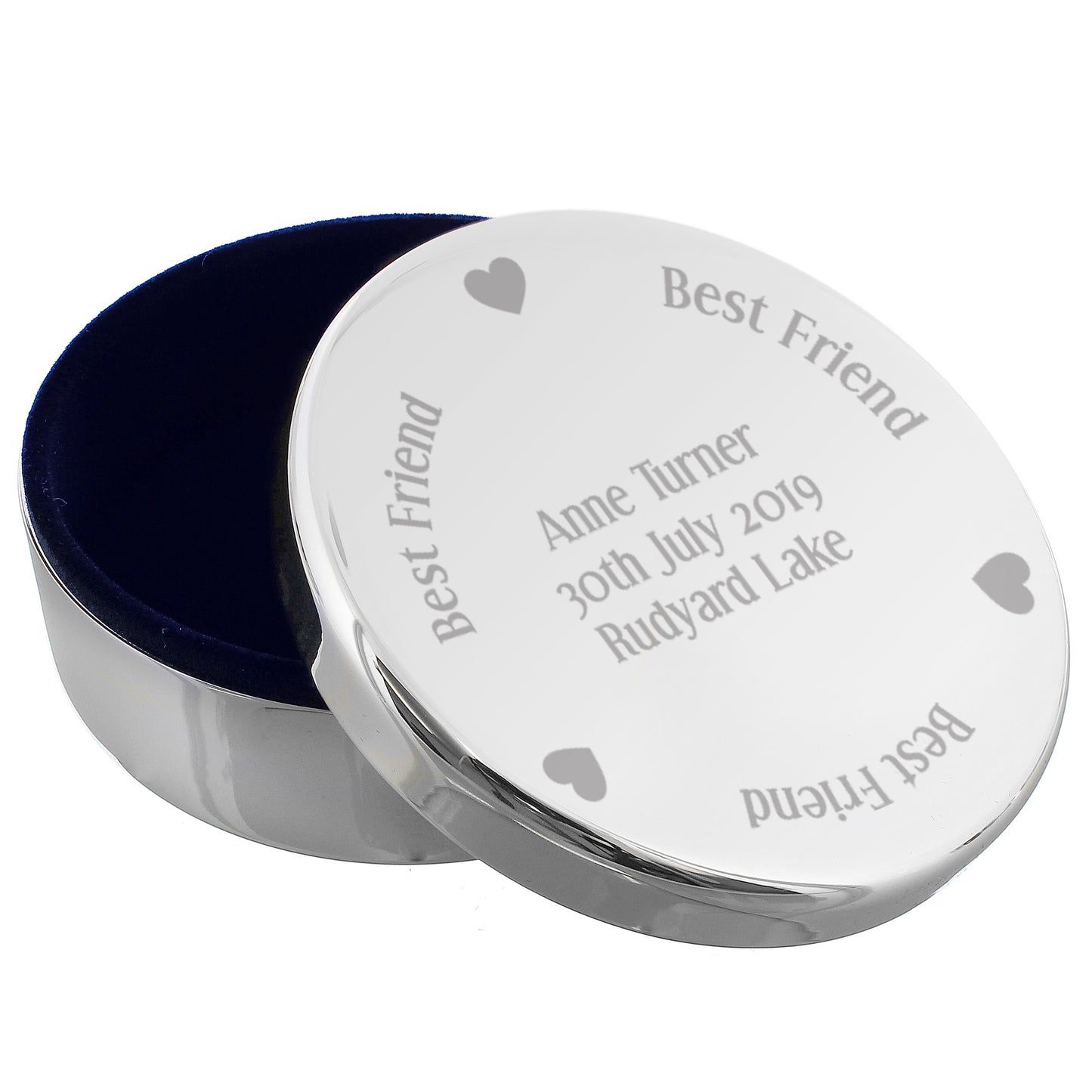 Personalised Best Friend Round Trinket Box