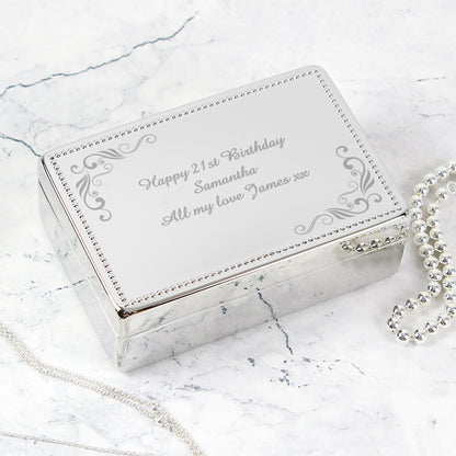 Personalised Swirl Rectangular Jewellery Box