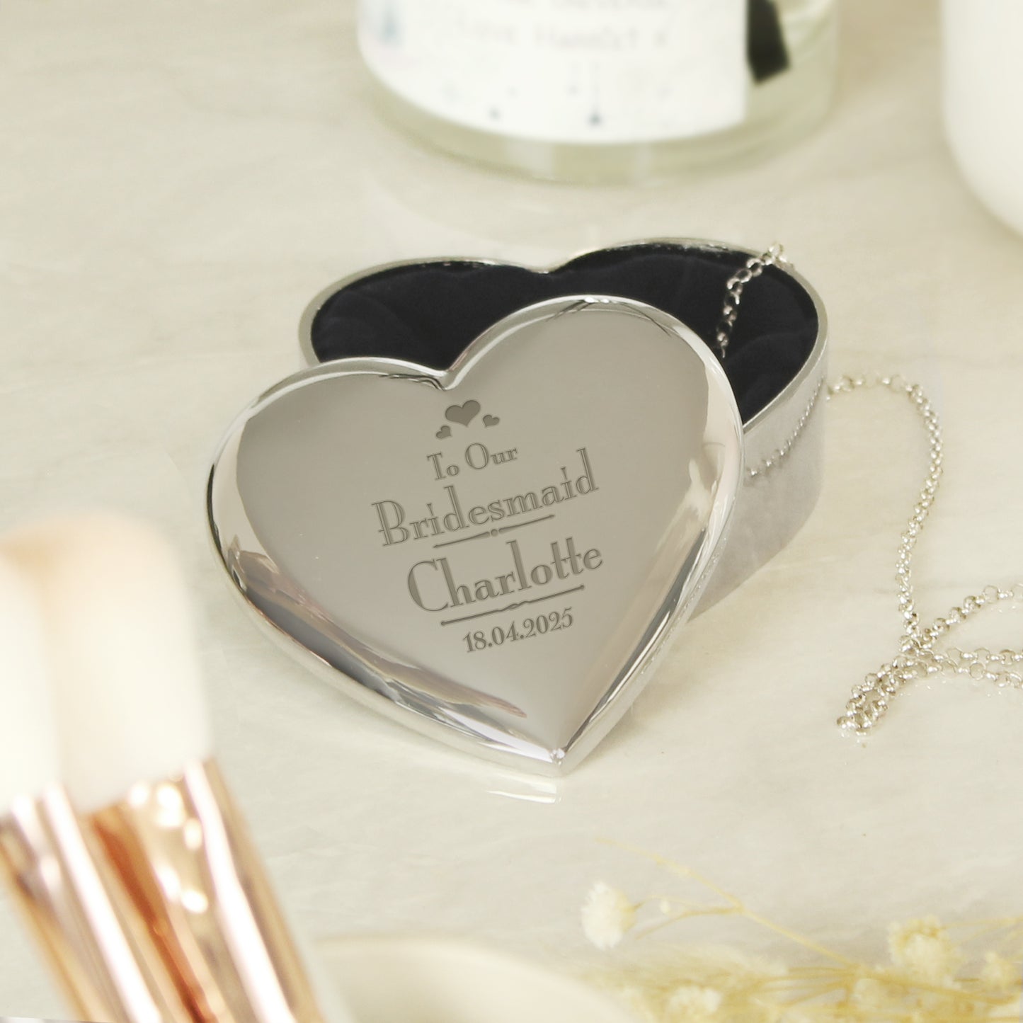 Personalised Decorative Wedding Bridesmaid Heart Trinket Box