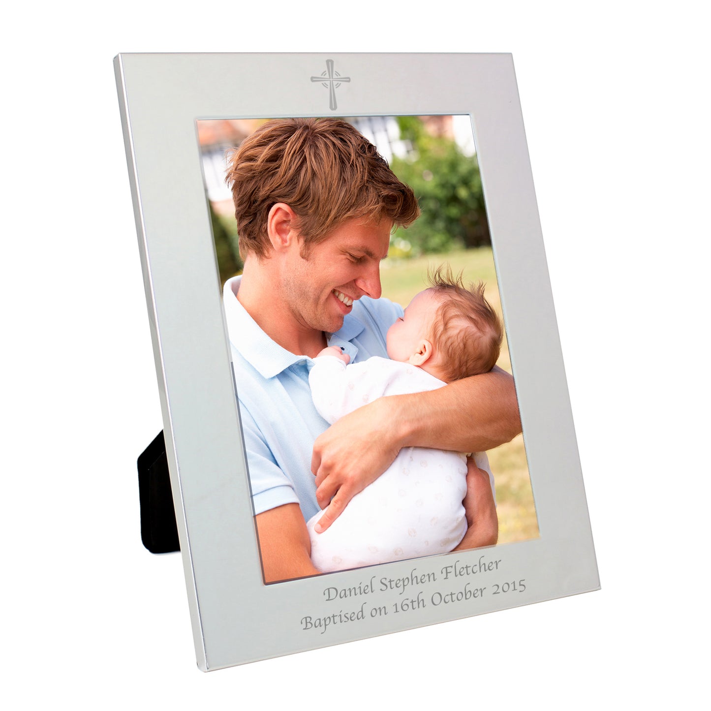 Personalised Silver 5x7 Cross Photo Frame