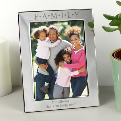 Personalised Silver 5x7 Family & Hearts Photo Frame