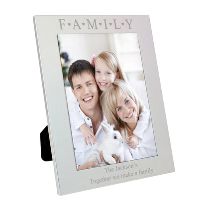 Personalised Silver 5x7 Family & Hearts Photo Frame