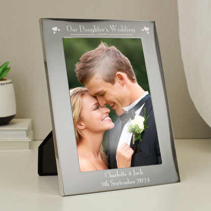 Personalised Silver 5x7 Decorative Our Daughters Wedding Photo Frame