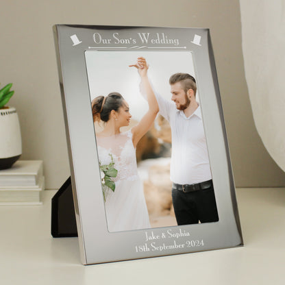 Personalised Silver 5x7 Decorative Our Sons Wedding Photo Frame