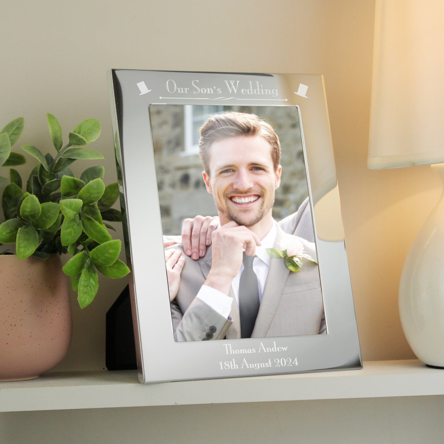 Personalised Silver 5x7 Decorative Our Sons Wedding Photo Frame