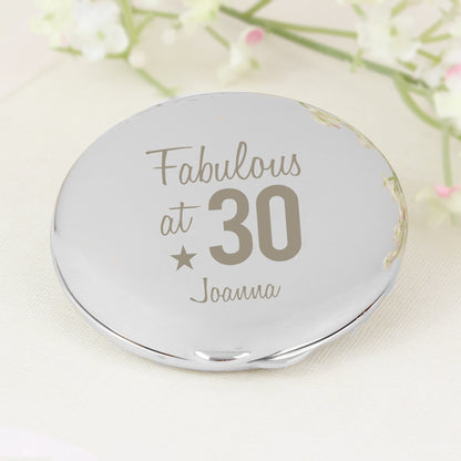 Personalised Fabulous Birthday Big Age Compact Mirror