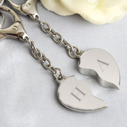 Personalised Initials Two Hearts Keyring