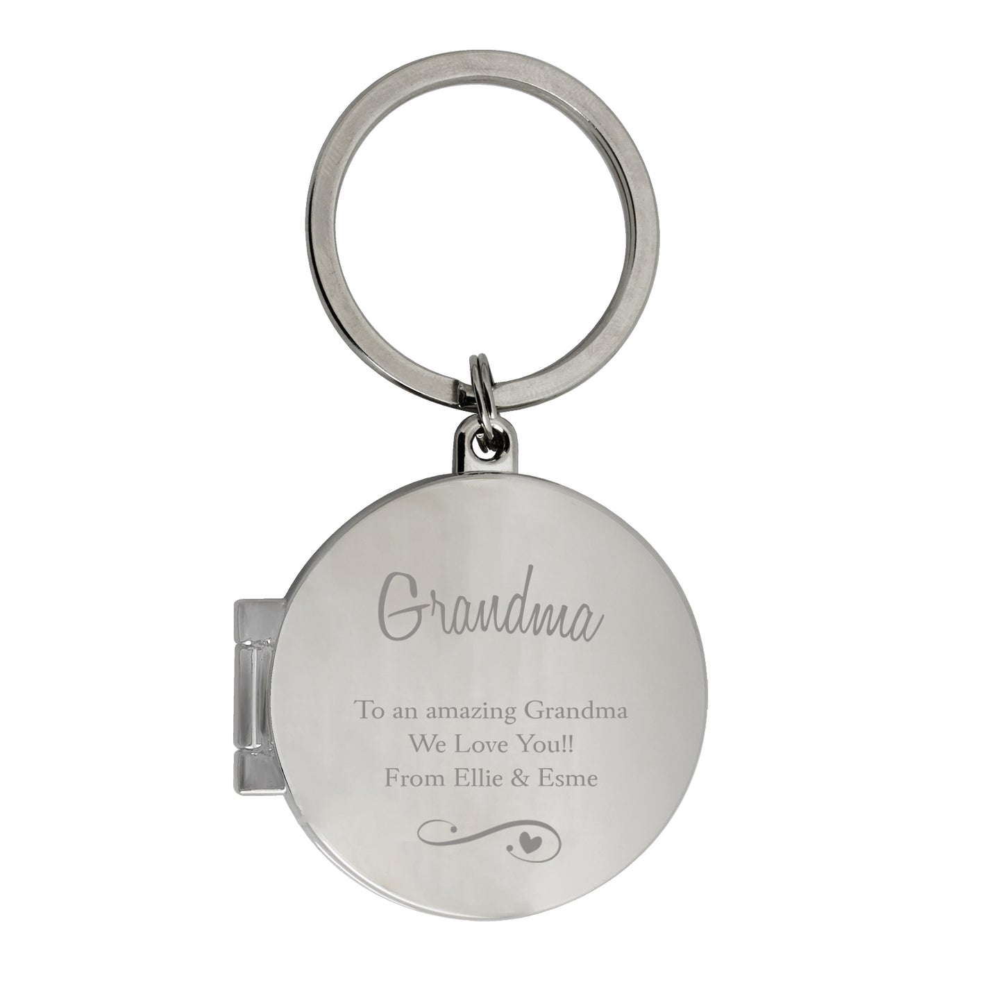 Personalised Swirls & Hearts Photo Keyring