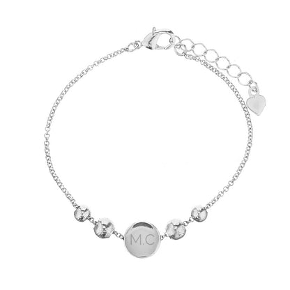 Personalised Silver Tone Initials Disc Bracelet