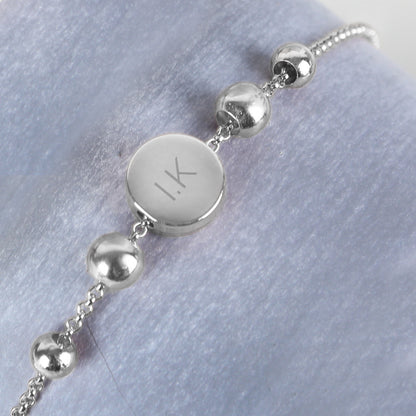 Personalised Silver Tone Initials Disc Bracelet