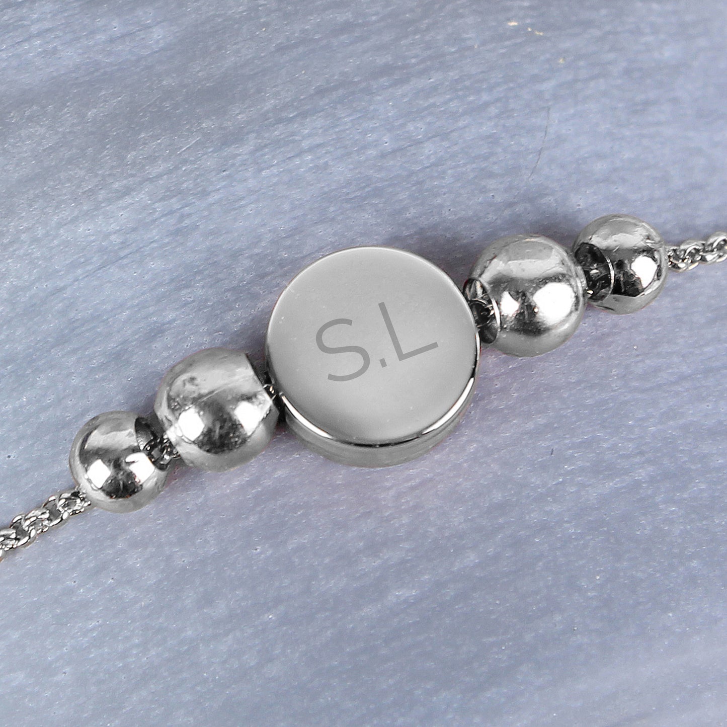 Personalised Silver Tone Initials Disc Bracelet