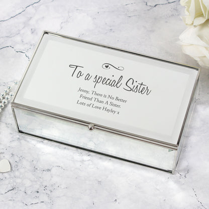 Personalised Swirls & Hearts Mirrored Jewellery Box