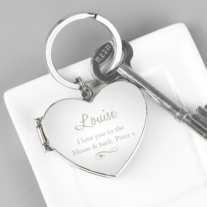 Personalised Swirl Heart Photoframe Keyring