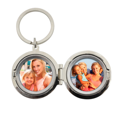 Personalised Heart Motif Round Photo Keyring